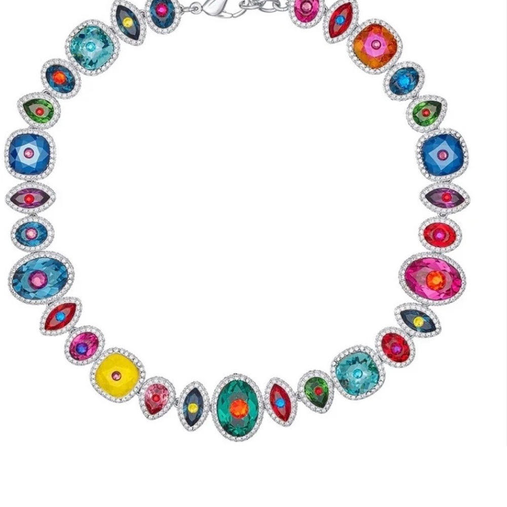 Rare Authentic Swarovski Vibrant Multicolor Necklace Collar. - Picture 4 of 8